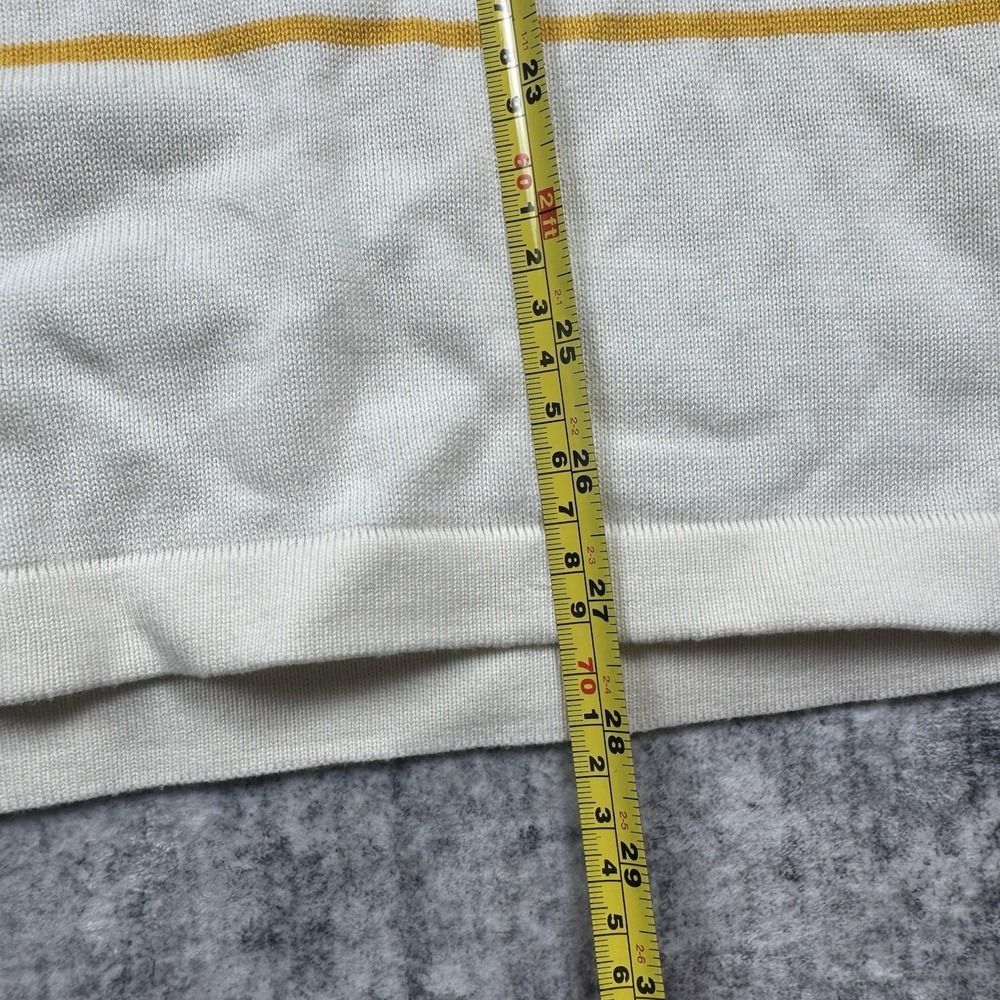 Stussy Mens White Long Sleeve Sweater Striped V Neck Cotton Size XL Y2K Vintage - Picture 5 of 6